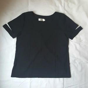Black slit sleeve top